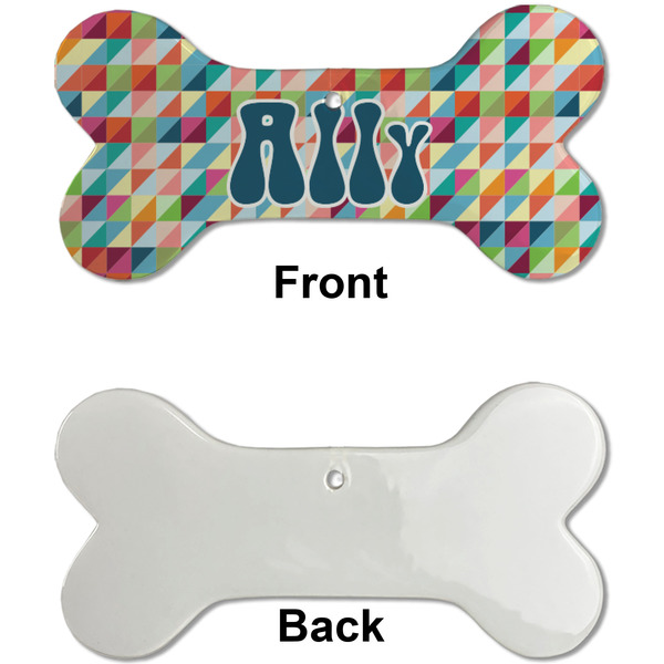 Retro Triangles Ceramic Flat Ornament - Bone Front & Back Single Print (APPROVAL)