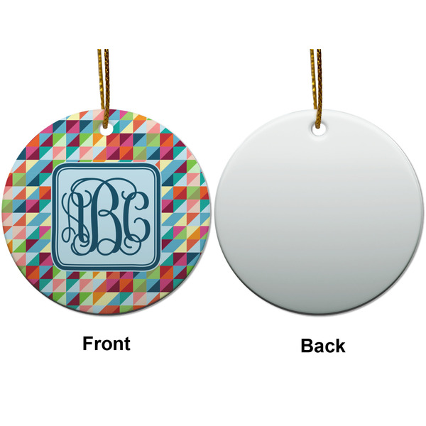 Retro Triangles Ceramic Flat Ornament - Circle Front & Back (APPROVAL)