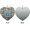Retro Triangles Ceramic Flat Ornament - Heart Front & Back (APPROVAL)