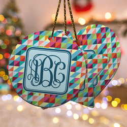 Retro Triangles Ceramic Ornament w/ Monogram