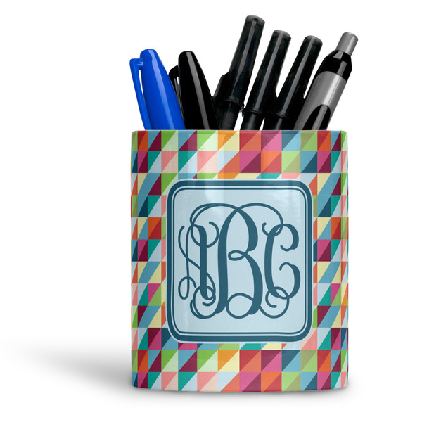 Custom Retro Triangles Ceramic Pen Holder