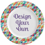 Retro Triangles Ceramic Dinner Plates (Set of 4) (Personalized)
