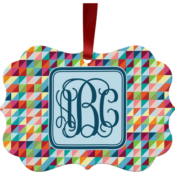 Retro Triangles Christmas Ornament (Front View)