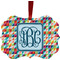 Retro Triangles Metal Frame Ornament - Double Sided w/ Monogram