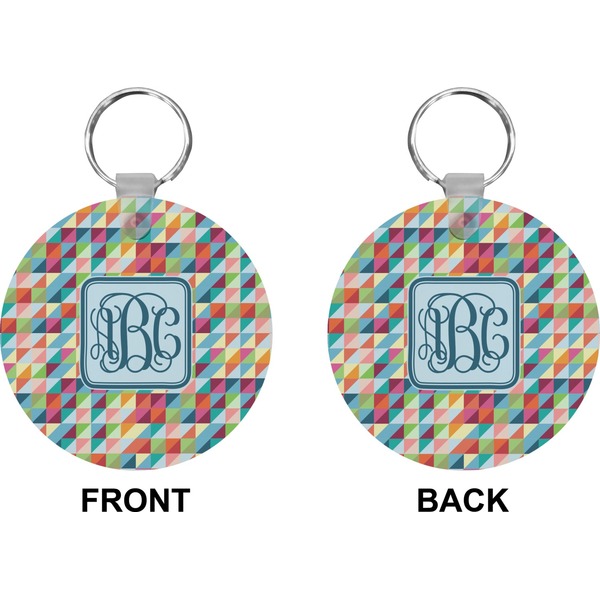 Retro Triangles Circle Keychain (Front + Back)