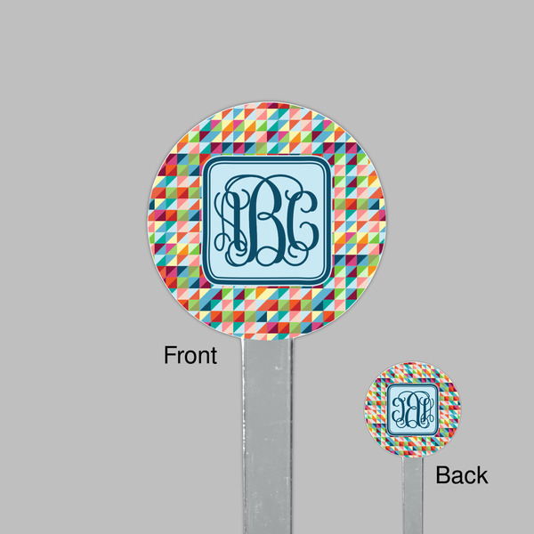 Retro Triangles Clear Plastic 7" Stir Stick - Round - Front & Back