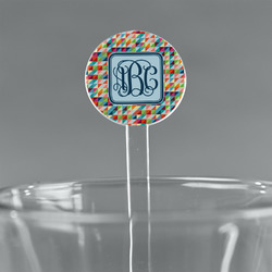 Retro Triangles 5.5" Round Plastic Stir Sticks - Clear (Personalized)