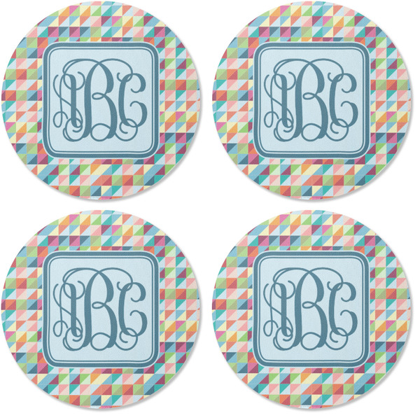 Retro Triangles Coaster Round Rubber Back - Apvl