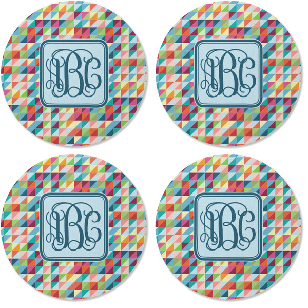 Retro Triangles Coaster Round Rubber Back - Apvl