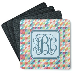 Retro Triangles Square Rubber Backed Coasters - Set of 4 (Personalized)
