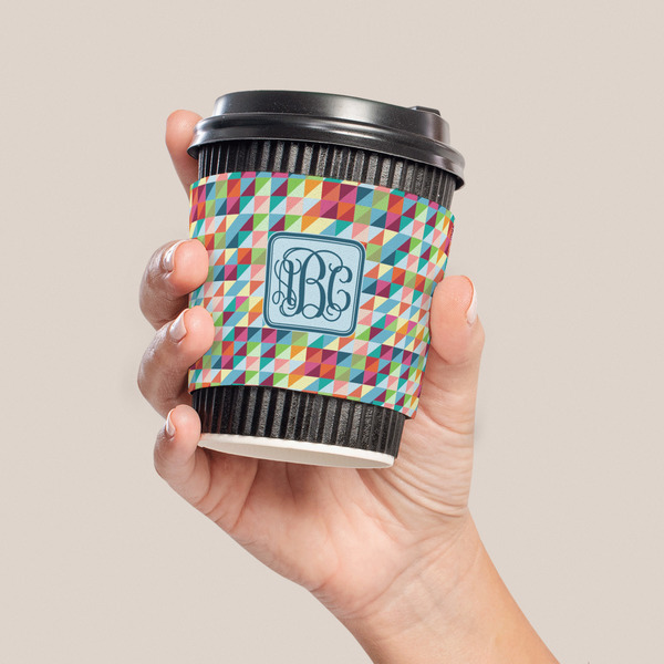 Retro Triangles Coffee Cup Sleeve - LIFESTYLE