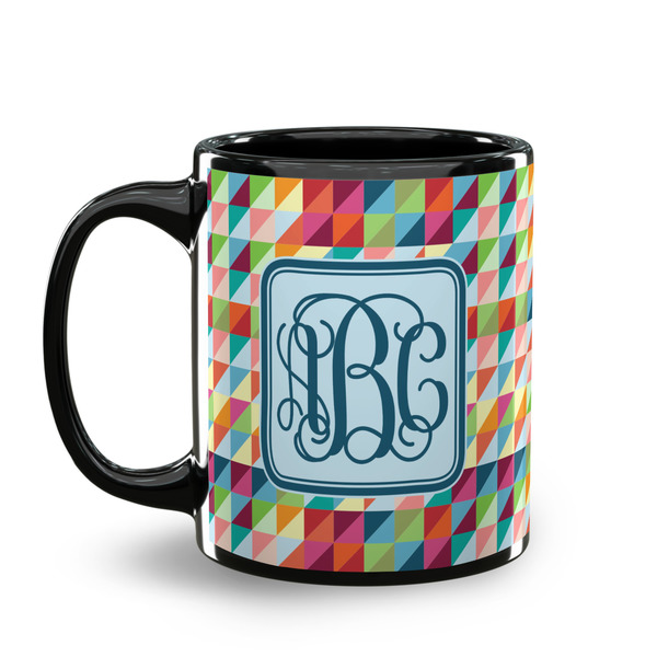 Retro Triangles Coffee Mug - 11 oz - Black