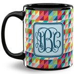 Retro Triangles 11 Oz Coffee Mug - Black (Personalized)