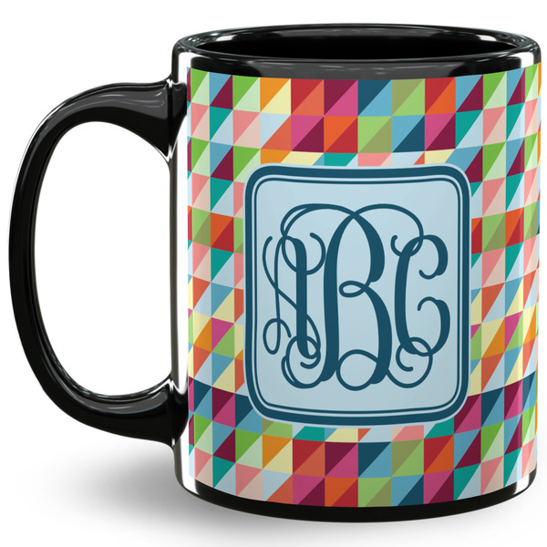 Custom Retro Triangles 11 Oz Coffee Mug - Black (Personalized)