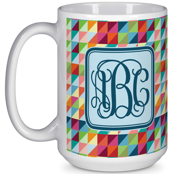 Custom Retro Triangles 15 Oz Coffee Mug - White (Personalized)