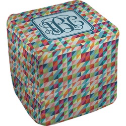 Retro Triangles Cube Pouf Ottoman (Personalized)