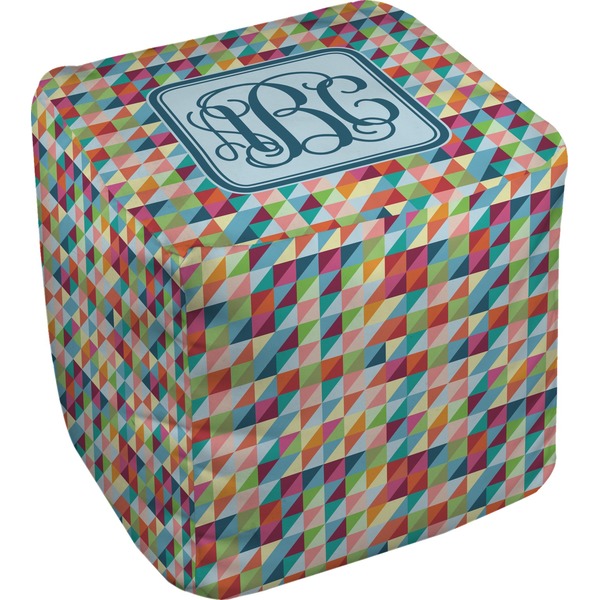 Custom Retro Triangles Cube Pouf Ottoman - 13" (Personalized)