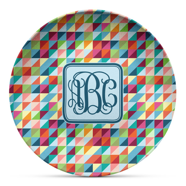 Custom Retro Triangles Microwave Safe Plastic Plate - Composite Polymer (Personalized)