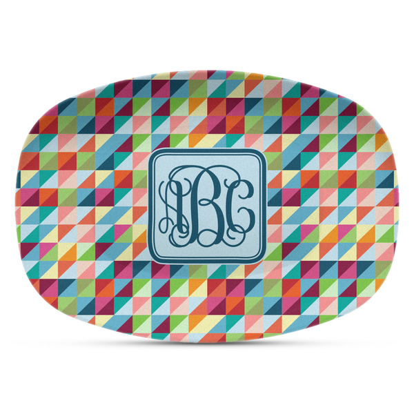 Custom Retro Triangles Plastic Platter - Microwave & Oven Safe Composite Polymer (Personalized)