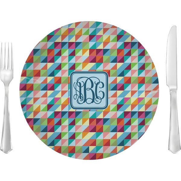 Custom Retro Triangles 10" Glass Lunch / Dinner Plates - Single or Set (Personalized)
