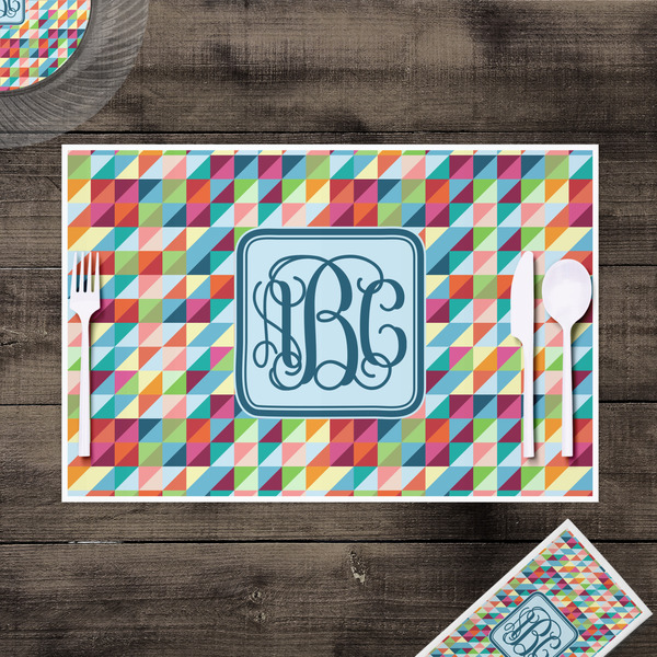 Retro Triangles Disposable Paper Placemat - In Context