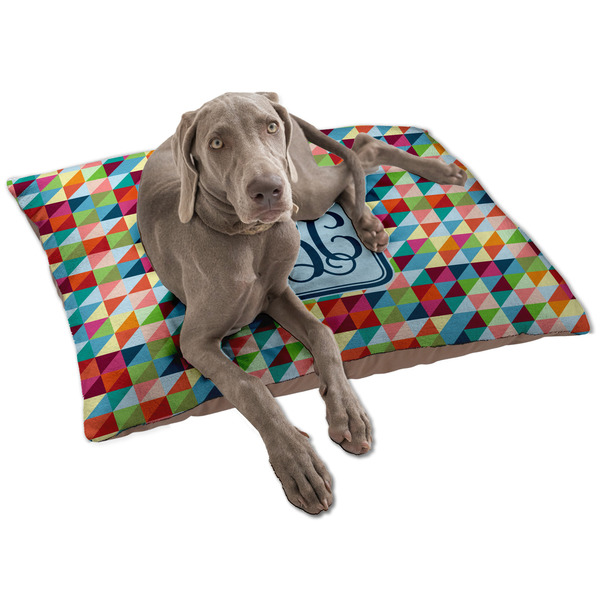 Custom Retro Triangles Dog Bed - Large w/ Monogram