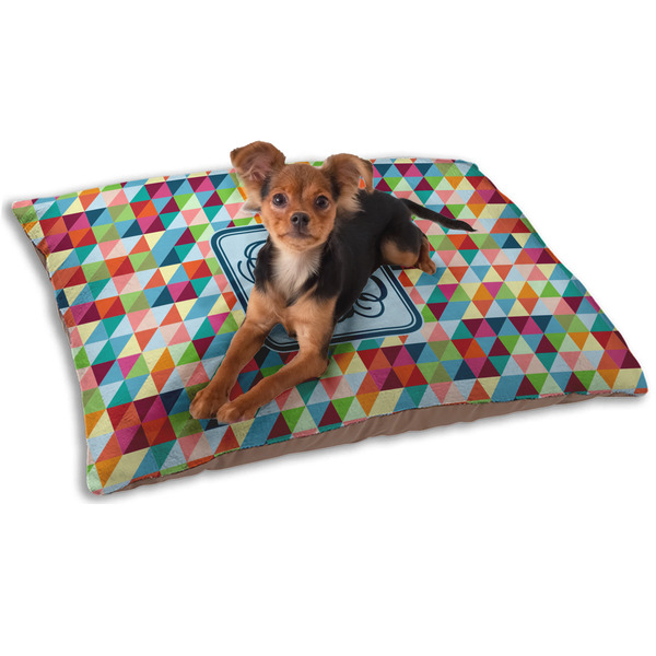 Custom Retro Triangles Dog Bed - Small w/ Monogram