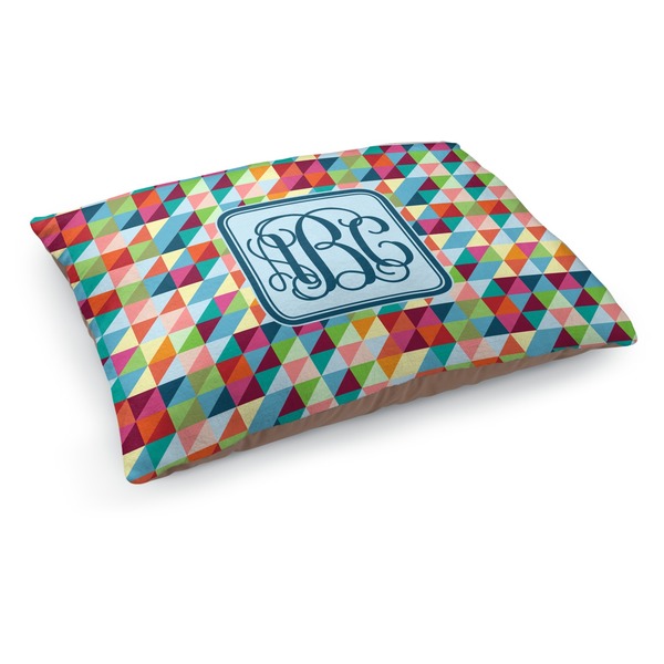 Custom Retro Triangles Dog Bed - Medium w/ Monogram