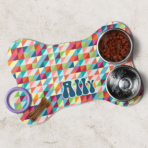 Retro Triangles Dog Bone Shaped Mat Lifestyle