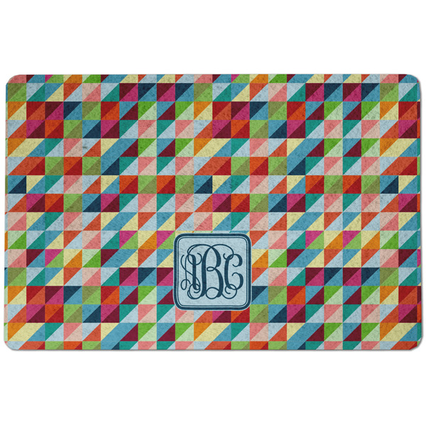 Custom Retro Triangles Dog Food Mat w/ Monogram