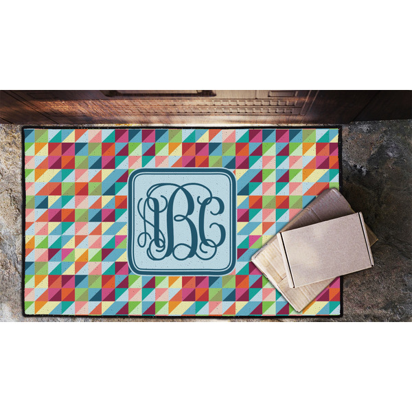 Retro Triangles Door Mat - LIFESTYLE (Lrg)