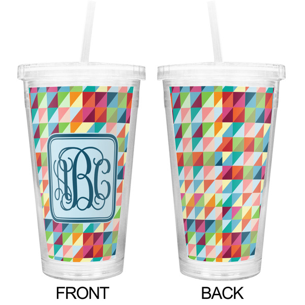 Retro Triangles Double Wall Tumbler with Straw - Approval
