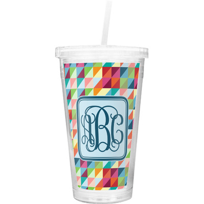 Retro Triangles Double Wall Tumbler with Straw (Personalized)