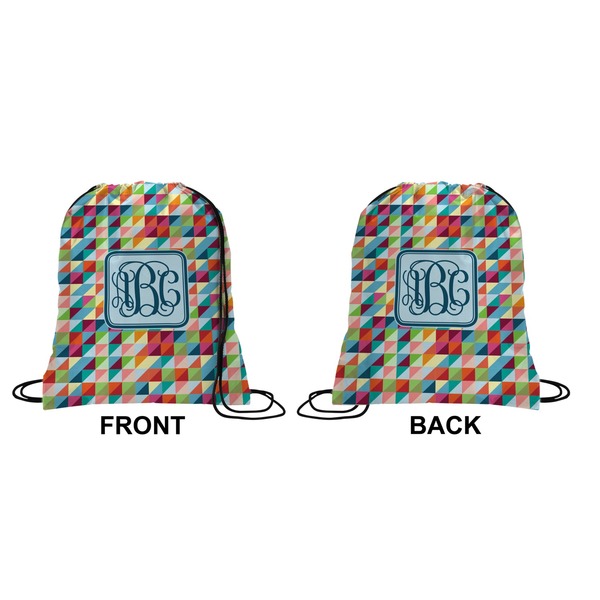 Retro Triangles Drawstring Backpack Front & Back Small