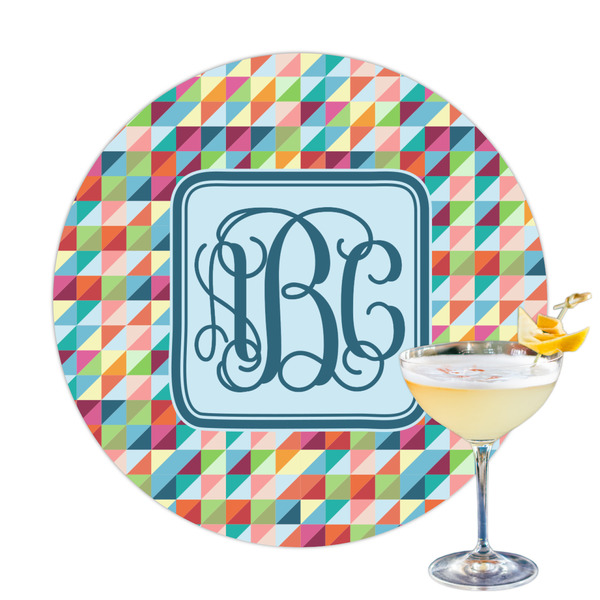 Custom Retro Triangles Printed Drink Topper - 3.25" (Personalized)