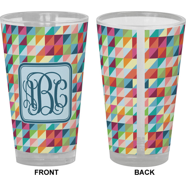 Retro Triangles Pint Glass - Full Color - Front & Back Views