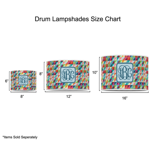 Retro Triangles Drum Lampshades - Sizing Chart