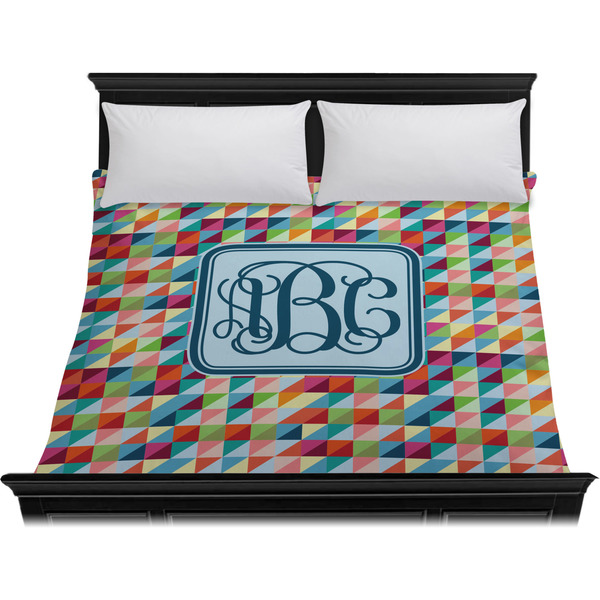 Retro Triangles Duvet Cover - King - On Bed - No Prop