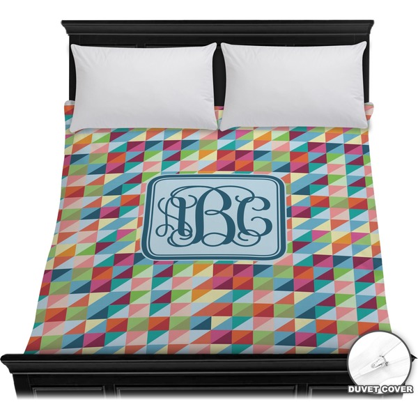 Custom Retro Triangles Duvet Cover - Full / Queen (Personalized)
