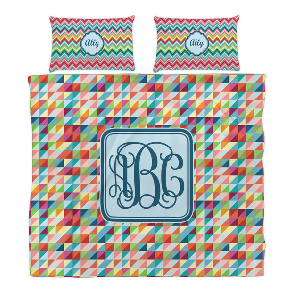 Retro Triangles Duvet Cover Set - King - Alt Approval