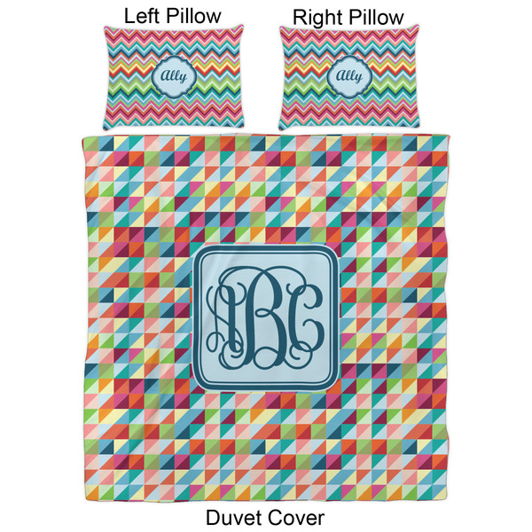 Retro Triangles Duvet Cover Set - Queen - Approval