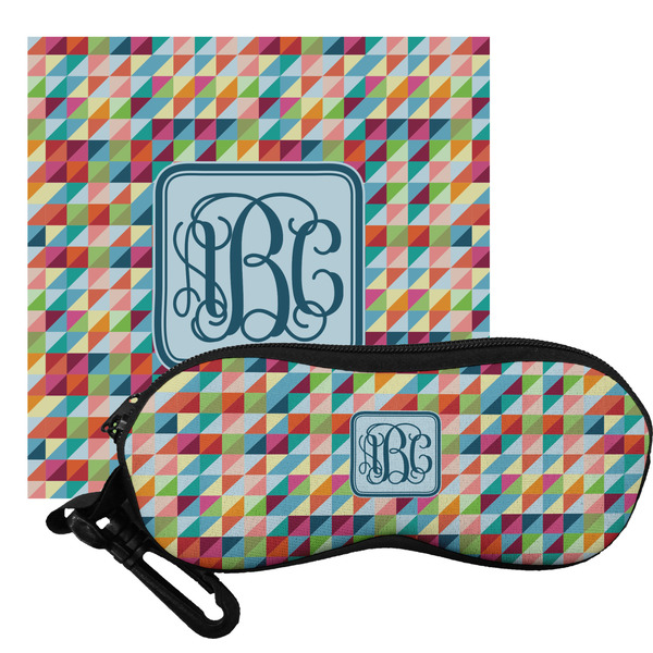 Custom Retro Triangles Eyeglass Case & Cloth (Personalized)