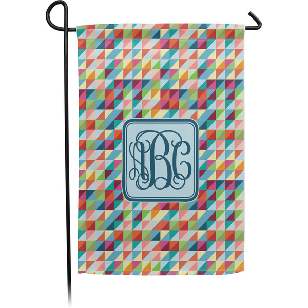 Custom Retro Triangles Small Garden Flag - Single Sided w/ Monograms