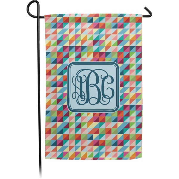 Custom Retro Triangles Small Garden Flag - Double Sided w/ Monograms