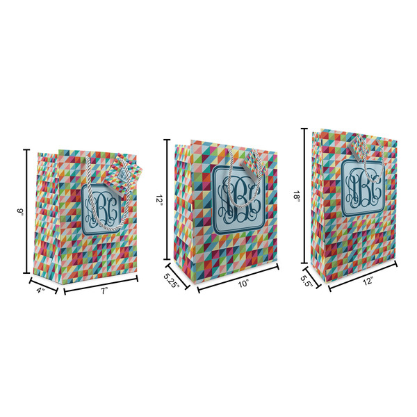 Retro Triangles Gift Bags - All Sizes - Dimensions