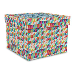 Retro Triangles Gift Box with Lid - Canvas Wrapped - Large (Personalized)