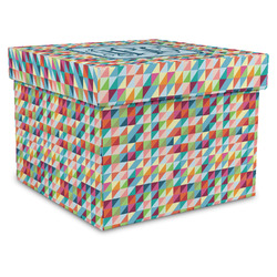 Retro Triangles Gift Box with Lid - Canvas Wrapped - X-Large (Personalized)