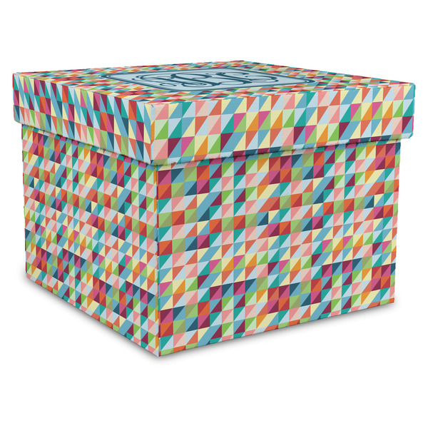 Custom Retro Triangles Gift Box with Lid - Canvas Wrapped - X-Large (Personalized)