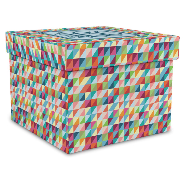 Custom Retro Triangles Gift Box with Lid - Canvas Wrapped - XX-Large (Personalized)