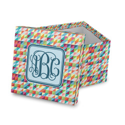 Retro Triangles Gift Box with Lid - Canvas Wrapped (Personalized)